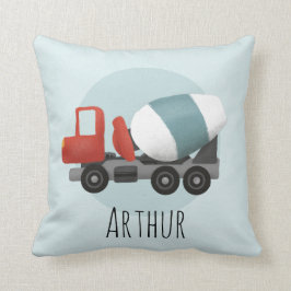 Boys Cute Blue Construction Cement Mixer Kids Kudde