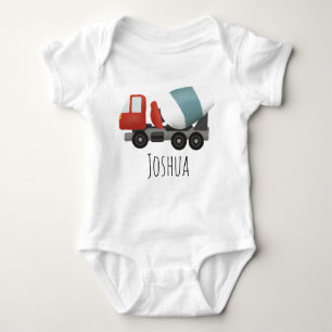 Boys Cute Blue Construction Mixer och Namn T Shirt