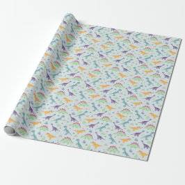 Boys Cute Blue Dinosaur Mönster Barns födelsedag Presentpapper