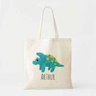 Boys Cute Blue Dinosaur Tecknad Kids Tygkasse