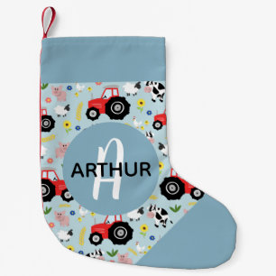 Boys Cute Blue Farm Animal Mönster Kids Liten Julstrumpa