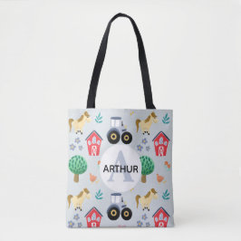 Boys Cute Blue Farm Animal Tractor Mönster Kids  Tygkasse