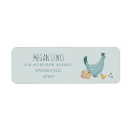 Boys Cute Blue Farm Chicken Baby Shower Returadress Etikett