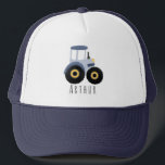 Boys Cute Blue Farm Tractor och Namn Kids  Keps<br><div class="desc">Den här söta och moderna barnens truckerkeps har en blå tecknad och plats för din egen servering för att lägga till dina pojkar namn. Perfektens gåva till en traktorvänlig liten bonde!</div>