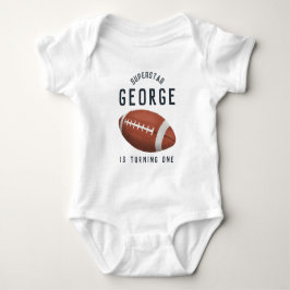 Boys Cute Blue Football 1st Birday T Shirt