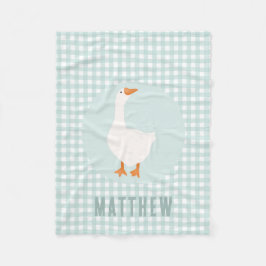 Boys Cute Blue Gingham Goose Farm Kids Fleecefilt