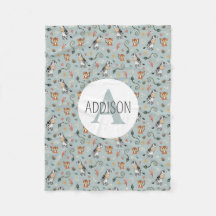 Boys Cute Blue Jungle Monogram Kids