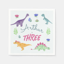 Boys Cute Blue Jungle T-Rex Dinosaur Birthday