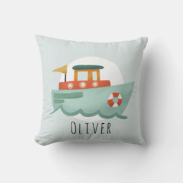 Boys Cute Blue Nautical Boat Baby Nursery Kudde