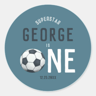 Boys Cute Blue Ocare Tack Kids 1:a födelsedag Runt Klistermärke