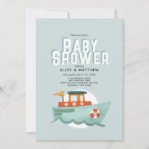 Boys Cute Blue Ocean Boat Baby Shower