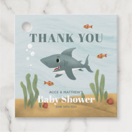 Boys Cute Blue Ocean Shark Baby Shower Gåvor Etiketter