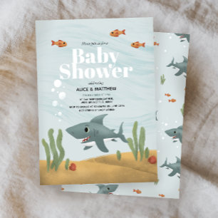 Boys Cute Blue Ocean Shark Baby Shower Inbjudningar