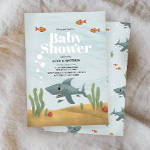 Boys Cute Blue Ocean Shark Baby Shower