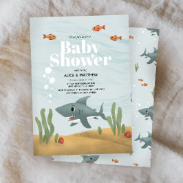 Boys Cute Blue Ocean Shark Baby Shower Inbjudningar