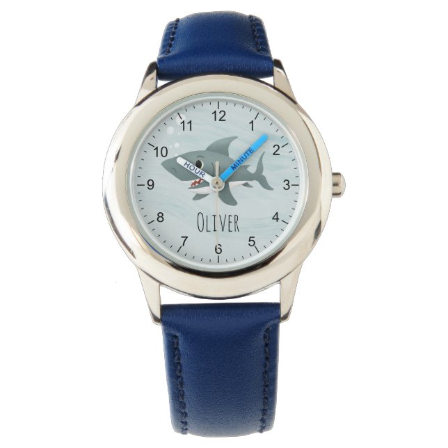 Boys Cute Blue Ocean Shark Kids Armbandsur (Framsida)
