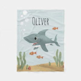 Boys Cute Blue Ocean Shark Kids Fleecefilt