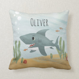 Boys Cute Blue Ocean Shark Kids Kudde