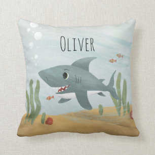 Boys Cute Blue Ocean Shark Kids Kudde