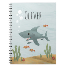 Boys Cute Blue Ocean Shark Kids School Anteckningsbok
