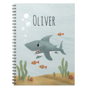 Boys Cute Blue Ocean Shark Kids School Anteckningsbok