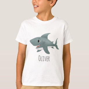 Boys Cute Blue Ocean Shark Tecknad T Shirt