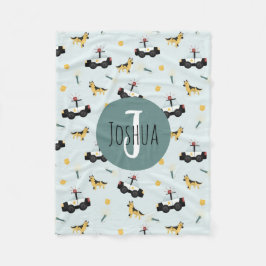 Boys Cute Blue Police Car Mönster Fleecefilt