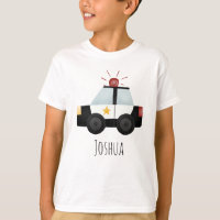 Boys Cute Blue Police Officer Badge and Car