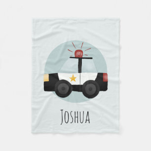 Boys Cute Blue Police Tecknad Kids Fleecefilt