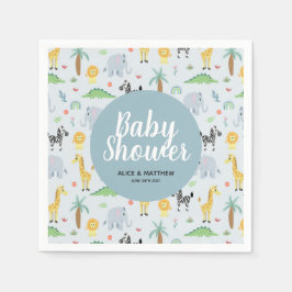 Boys Cute Blue Safari Mönster Baby Shower Pappersservett