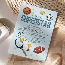 Boys Cute Blue-sport Superstar Baby Shower