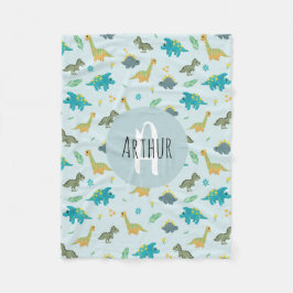 Boys Cute Blue T-Rex Jungle Dinosaur Mönster Kids Fleecefilt