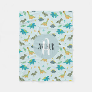 Boys Cute Blue T-Rex Jungle Dinosaur Mönster Kids Fleecefilt