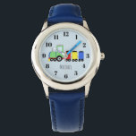 Boys Cute Blue Tåg med Namn Kids Armbandsur<br><div class="desc">Den här söta blå barnklockan har en färgstark handritad Dodle locomotive tåg tecknad i blått och kan vara personlig med din pojkes namn. Perfekt till tåg och resa med kärleksfulla barn!</div>