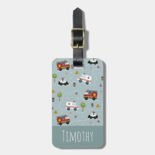 Boys Cute Blue Transport Mönster Kids Bagagebricka