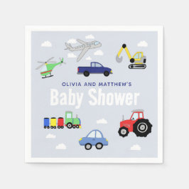 Boys Cute Blue Travel Fordon Baby Shower Pappersservett