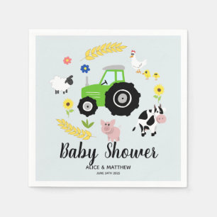 Boys Cute Boskap Tractor Baby Shower Pappersservett
