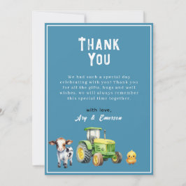 Boys Cute Boskap Tractor Baby Shower Tack Kort