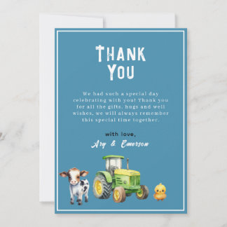 Boys Cute Boskap Tractor Baby Shower Tack Kort
