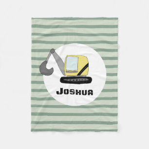 Boys Cute Construction Digger Excavator Kids Fleecefilt