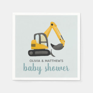 Boys Cute Digger Baby Shower Pappersservett