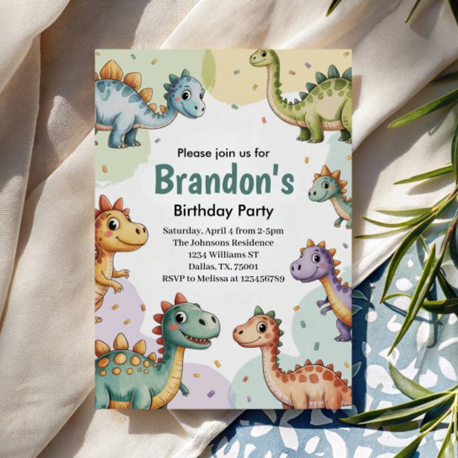 Boys Cute Dinosaur Birthday Inbjudningar (Skapare uppladdad)