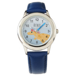 Boys Cute Dinosaur & Namn Blue Kids Armbandsur