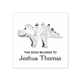 Boys Cute Dinosaur och Namn Kids Bookplate Stämpel