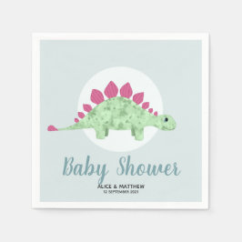 Boys Cute Elegant Blue Dinosaur Baby Shower Pappersservett