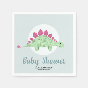 Boys Cute Elegant Blue Dinosaur Baby Shower Pappersservett