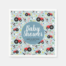 Boys Cute Farm Animal Tractor Mönster Baby Shower