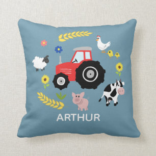 Boys Cute Farm Animal Tractor Namn Kids Nursery Kudde