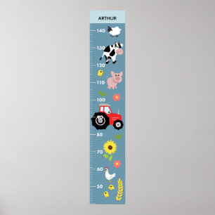 Boys Cute Farm Tractor CM-tillväxtdiagram Poster