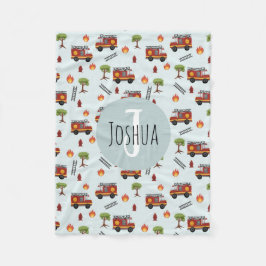 Boys Cute Fireman Fire Engine Lastbil Mönster Fleecefilt